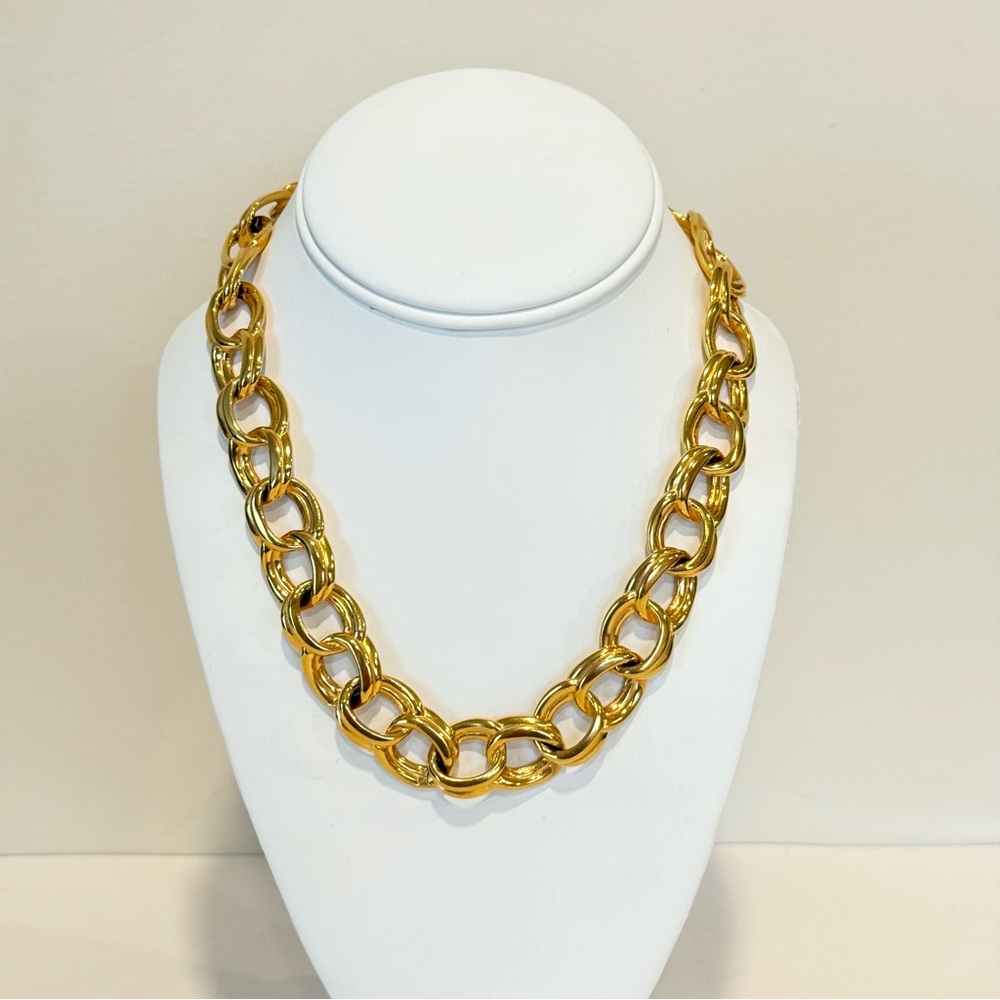 Vintage Anne Klein Toggle Link Gold Tone Heavy Chunky 90s Necklace 18.5” - Picture 4 of 10